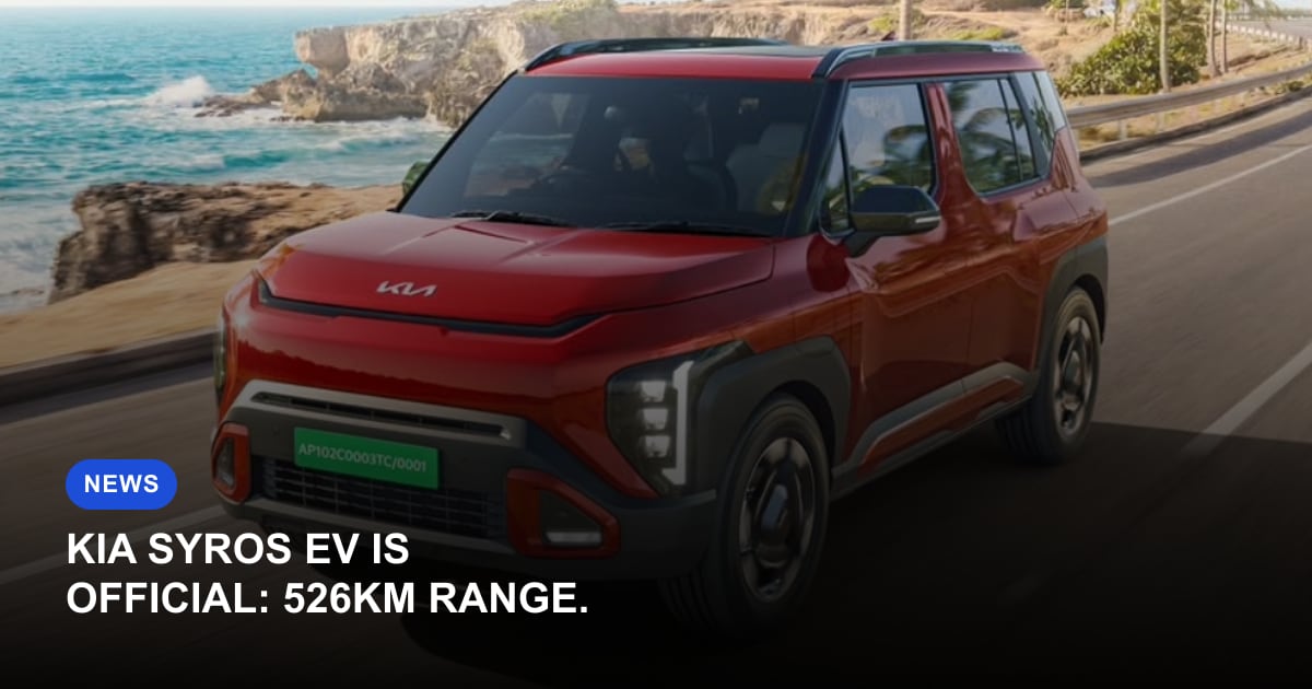 Kia Syros EV Unveiled: 169 BHP Motor, Up to 526km Range