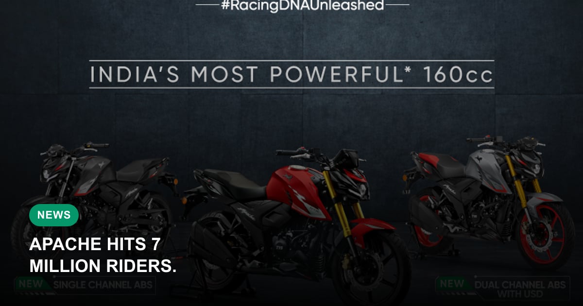 TVS Apache Celebrates Global Milestone of 7 Million Riders